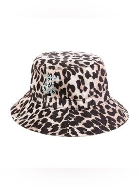 Ganni Leopard Animal Print Bucket Hat XS-S